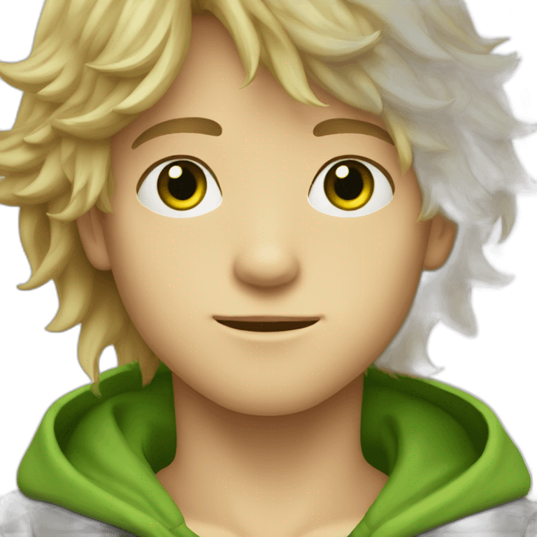 dark blond tousled forward hairs green eyes boy emoji