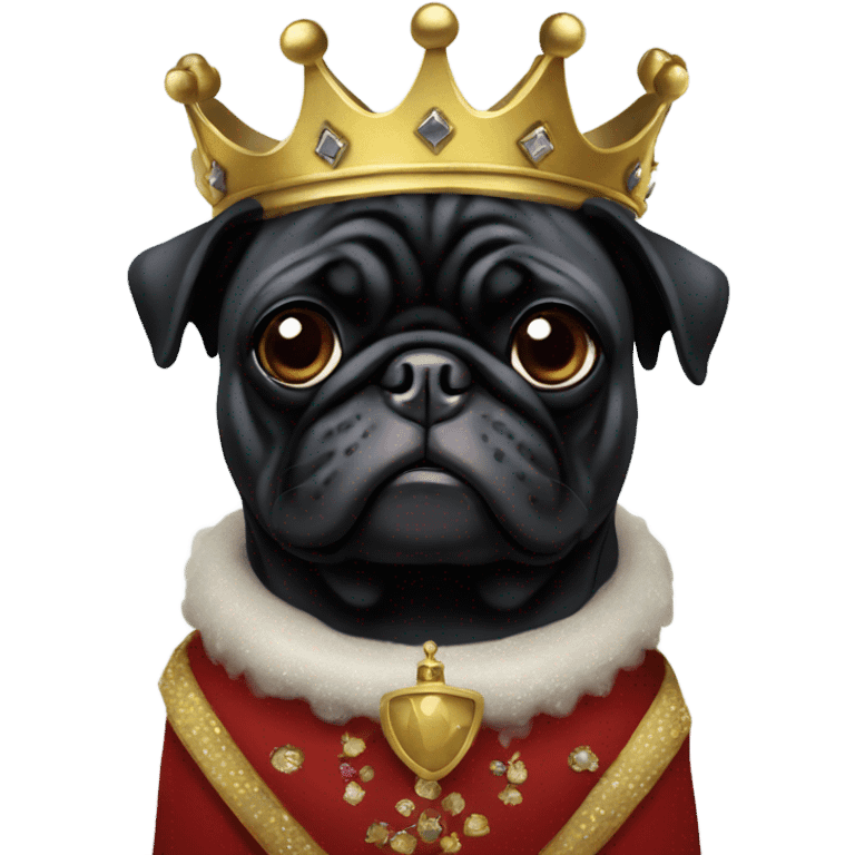 Black pug dressed as royalty emoji