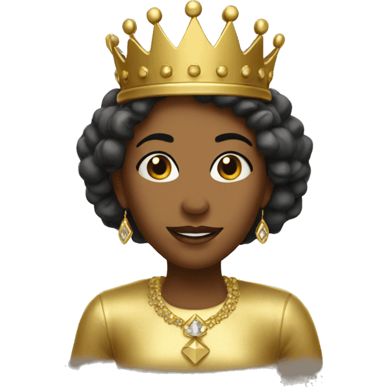 Gold queen with gold crown emoji