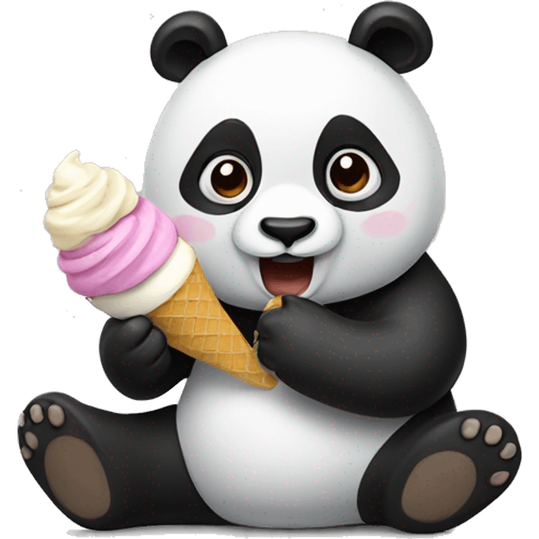 Panda eating ice cream emoji