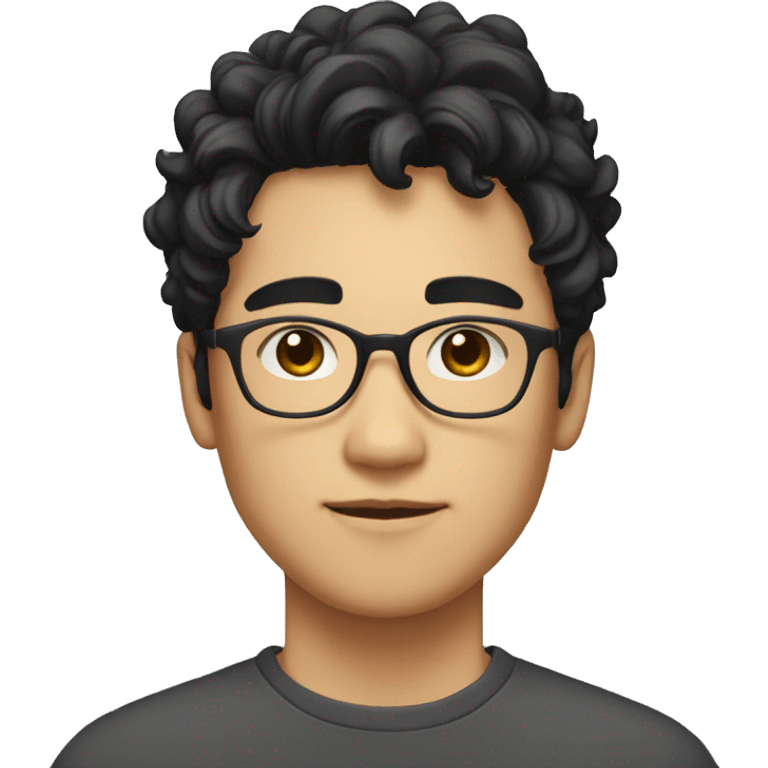 make a young man with glasses kinda nerd and had short and kinda curly black hair asian face emoji