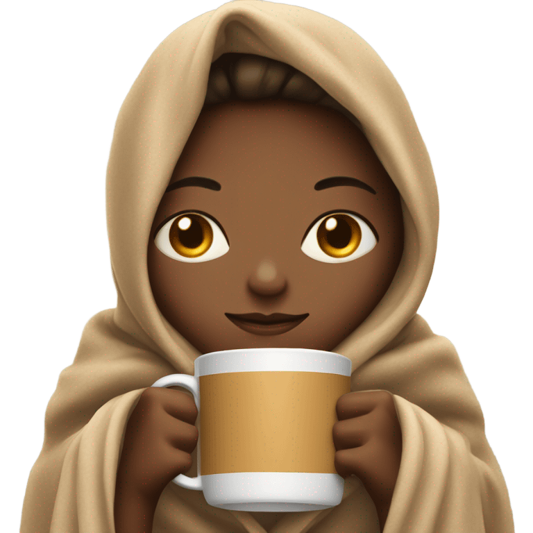 girl inside a blanket sipping coffee eyes closed emoji