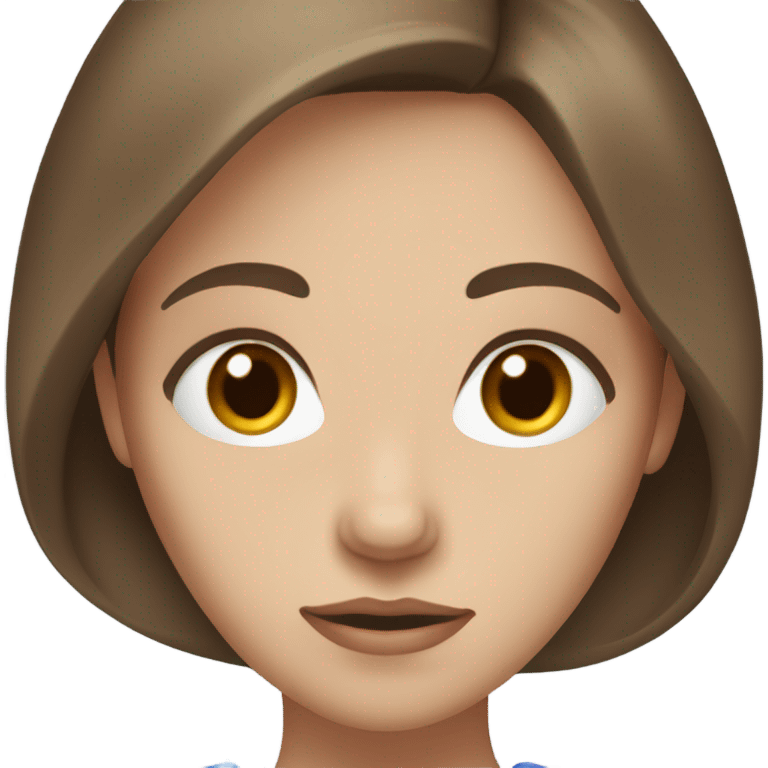 beautiful sad yang women fair skin blue eyes  brown hair figure emoji