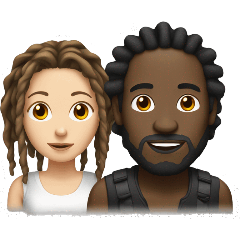 black man with dreads with white woman with dark brown hair  emoji