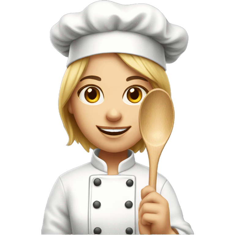 white chef girl with wooden spoon emoji