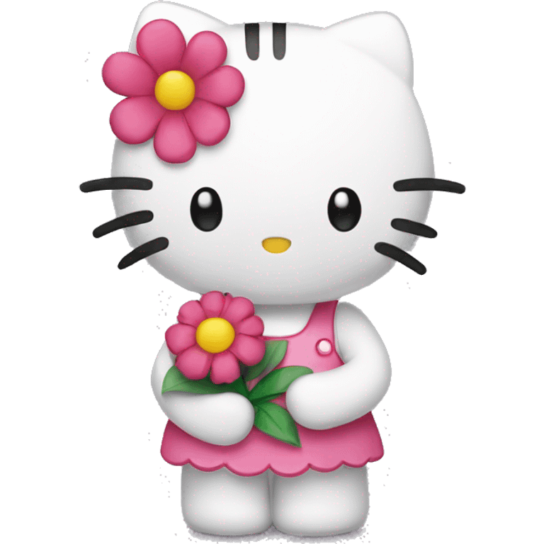 hello kitty holding a flower emoji