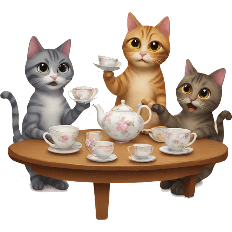 Cats having a tea party emoji