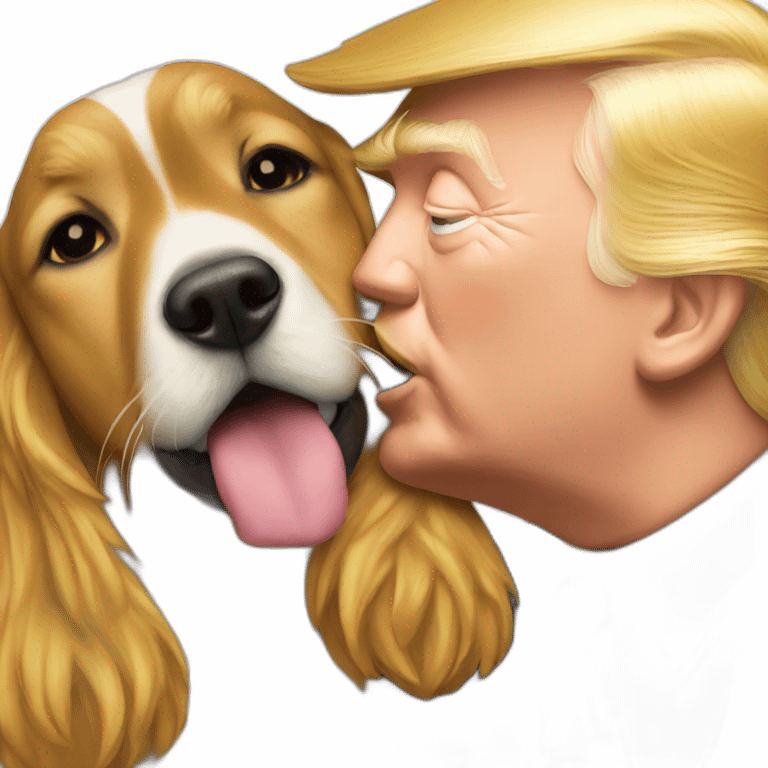 trump kissing a dog emoji