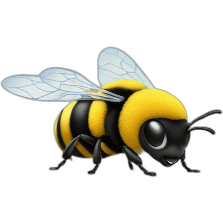 a bumble bee working on a text at a desk emoji