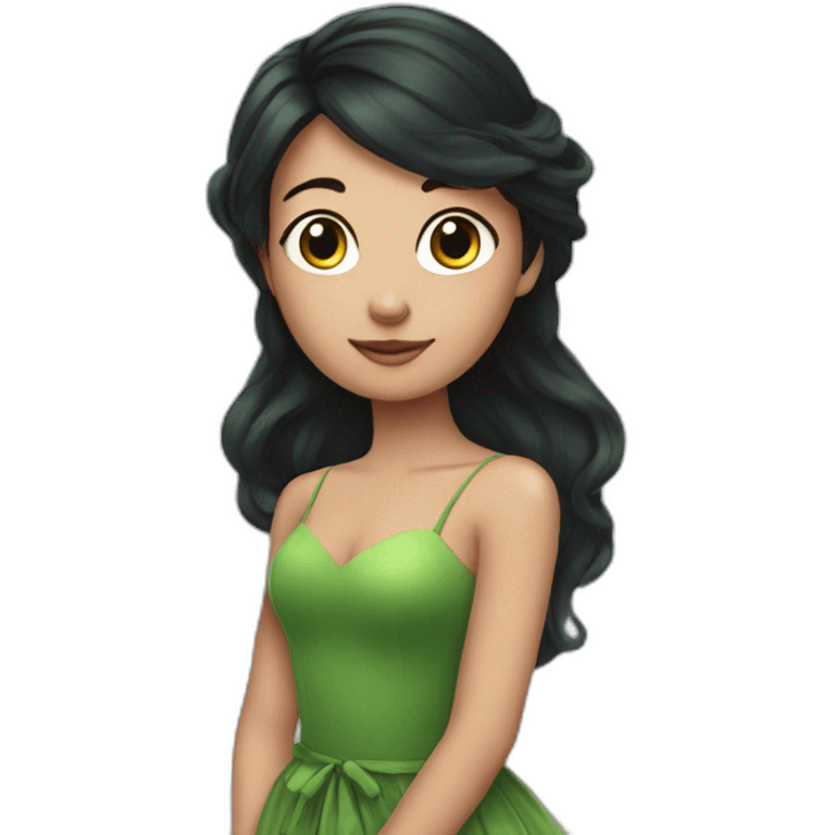 Instagram fairy with dark hair and green dress emoji