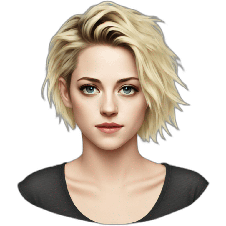 Kristen stewart short hair round neck t-shirt emoji