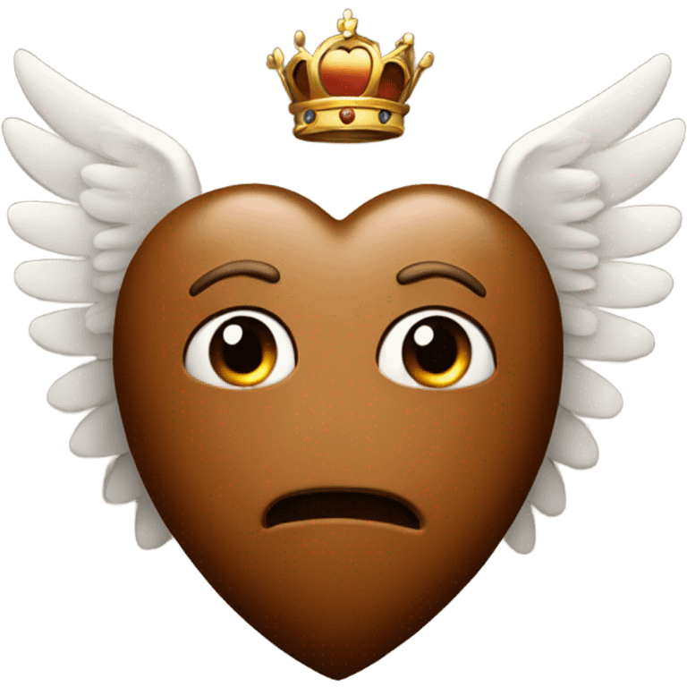 Brown heart with wings and crown emoji