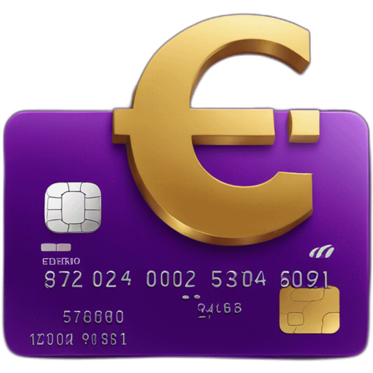 Dark Purple Credit card with huge golden euro sign emoji