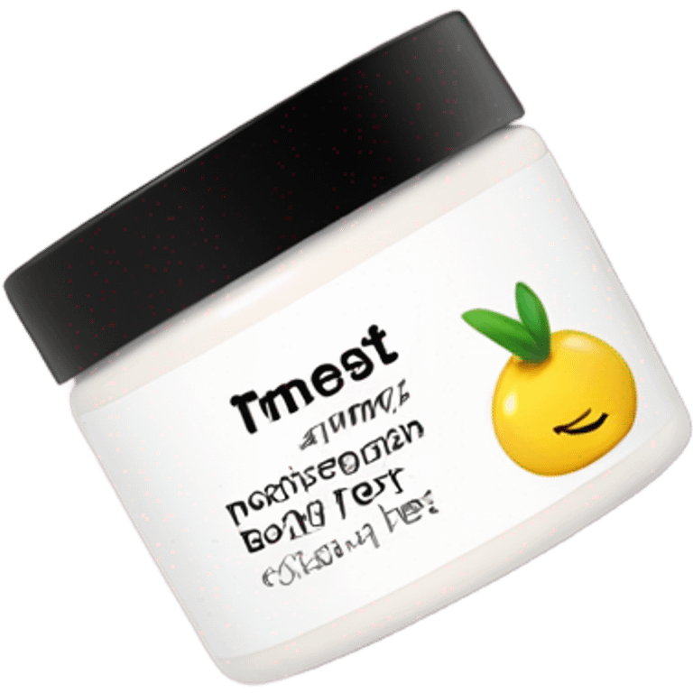 body moisturizer cream pot with label emoji