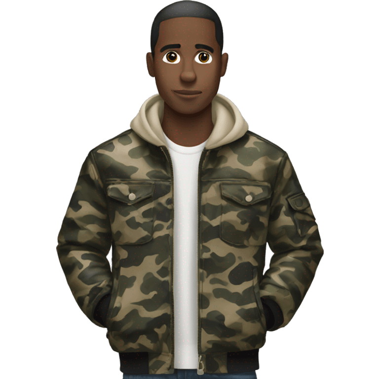 black man wearing a bape jacket emoji