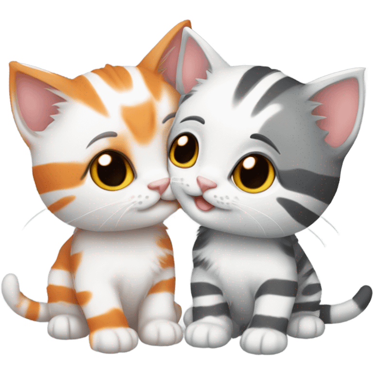 two kittens in love emoji