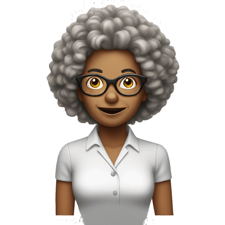 Crazy lady with big hair and glasses emoji