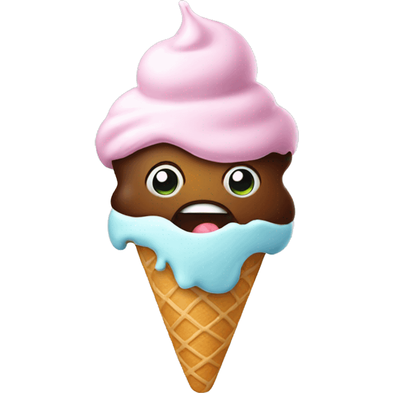 Ice cream with a face emoji