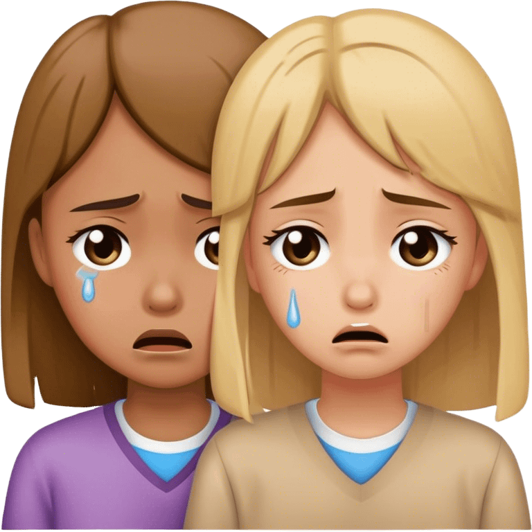 sad girl crying a tear while her friend is in school emoji