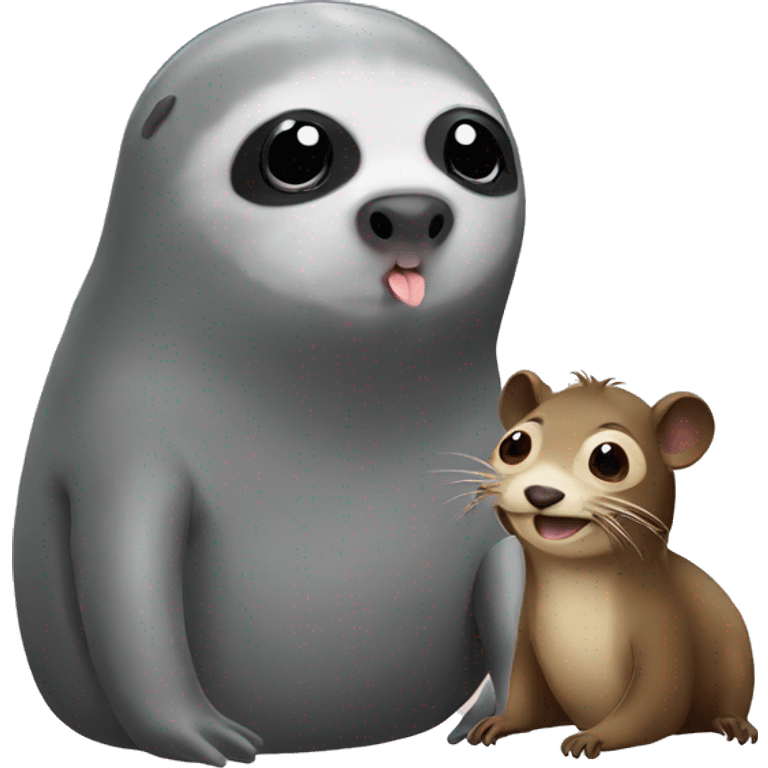 a seal a sloth and a rat talking emoji