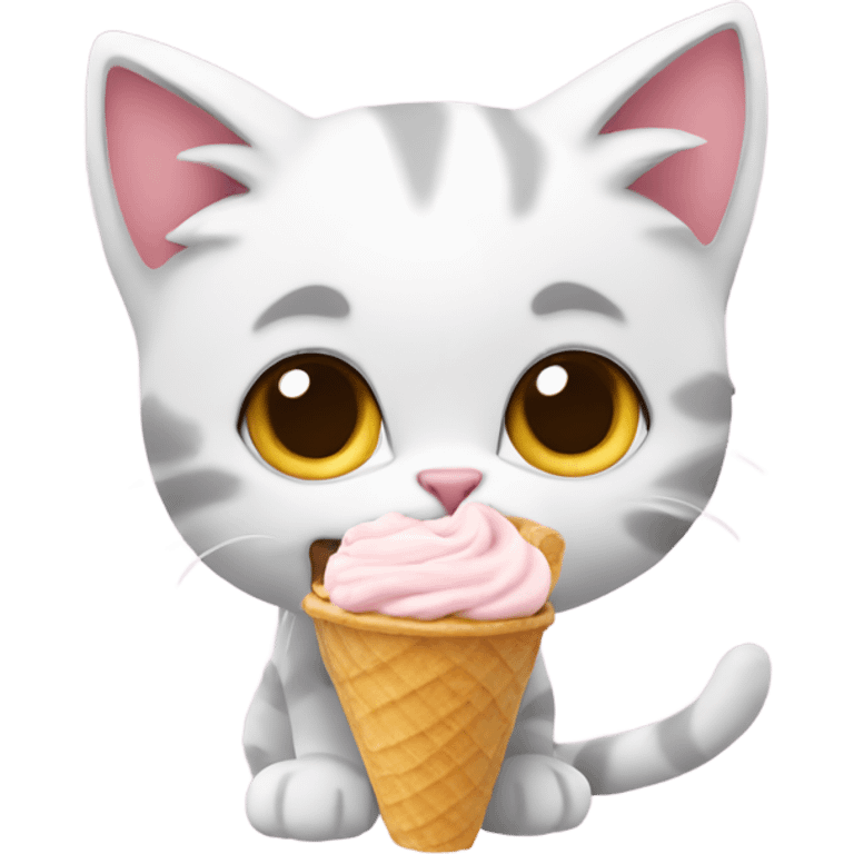 kitten eating frozen yoghurt emoji