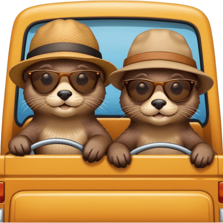 Two otters in a truck emoji