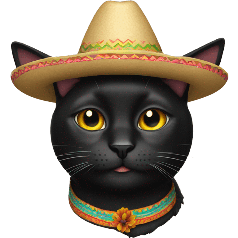 black cat wearing sombrero emoji