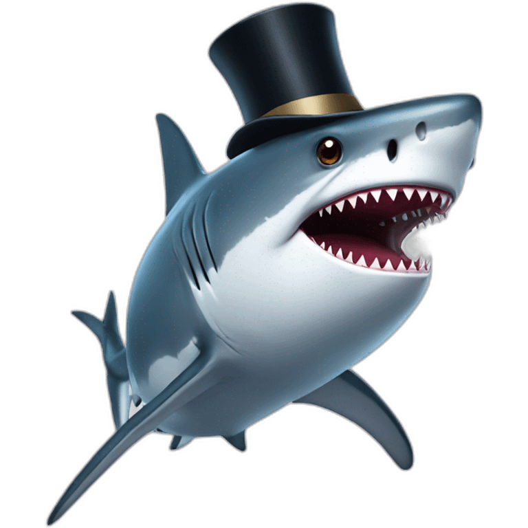 Shark with a top hat emoji