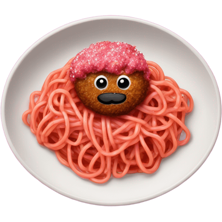 Hot pink spaghetti and meatballs with glitter  emoji