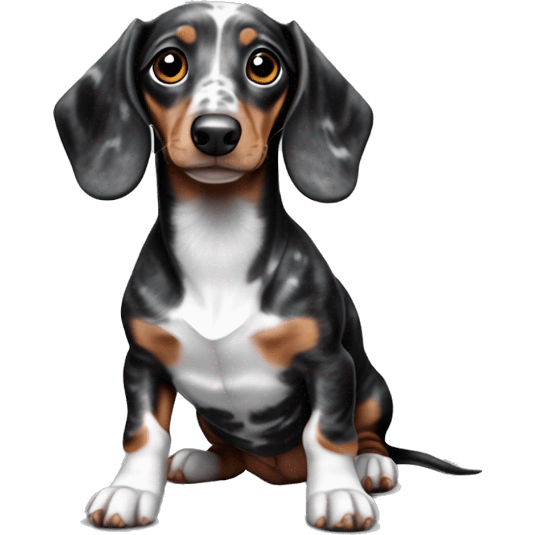 Black and silver merle mini dachshund  emoji