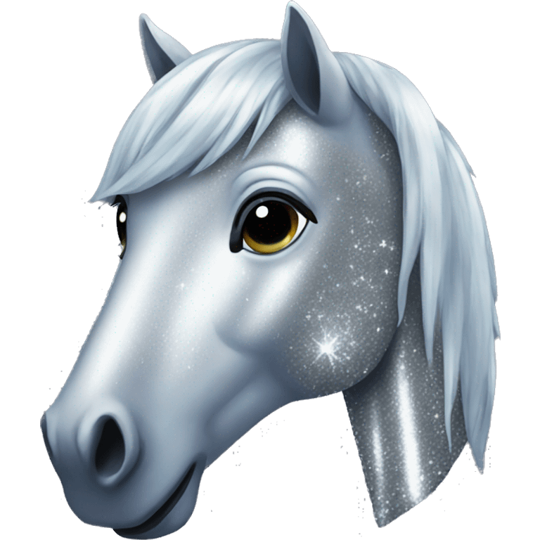 silver sparkly horse emoji