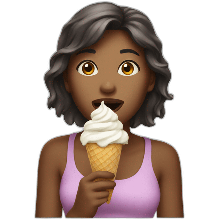 girl mouth eating ice cream emoji