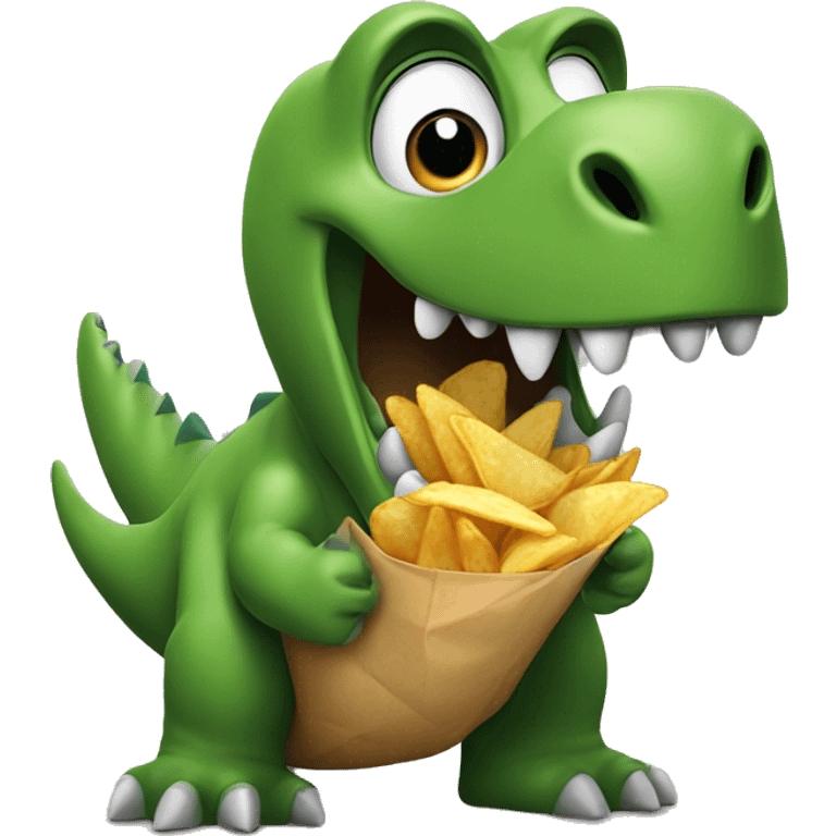 dinosaur eating chips  emoji