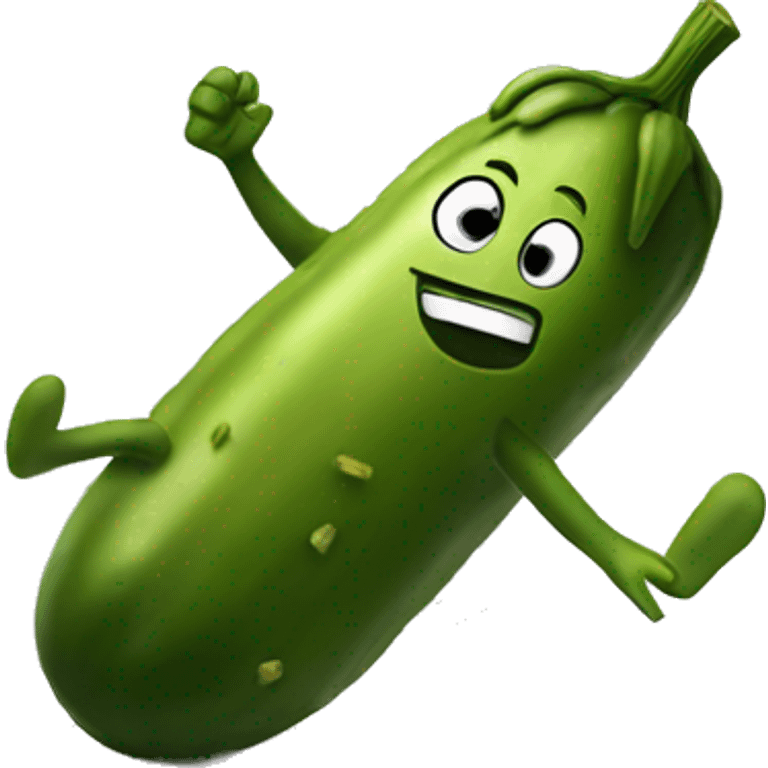 A pickle dancing on a pile of paperwork emoji