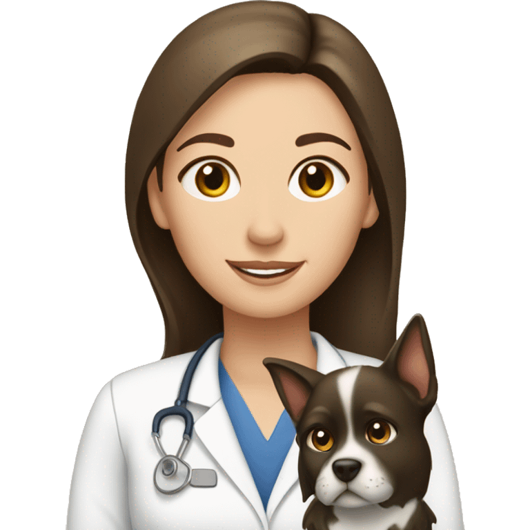 Brunette female vet with cat and dog emoji