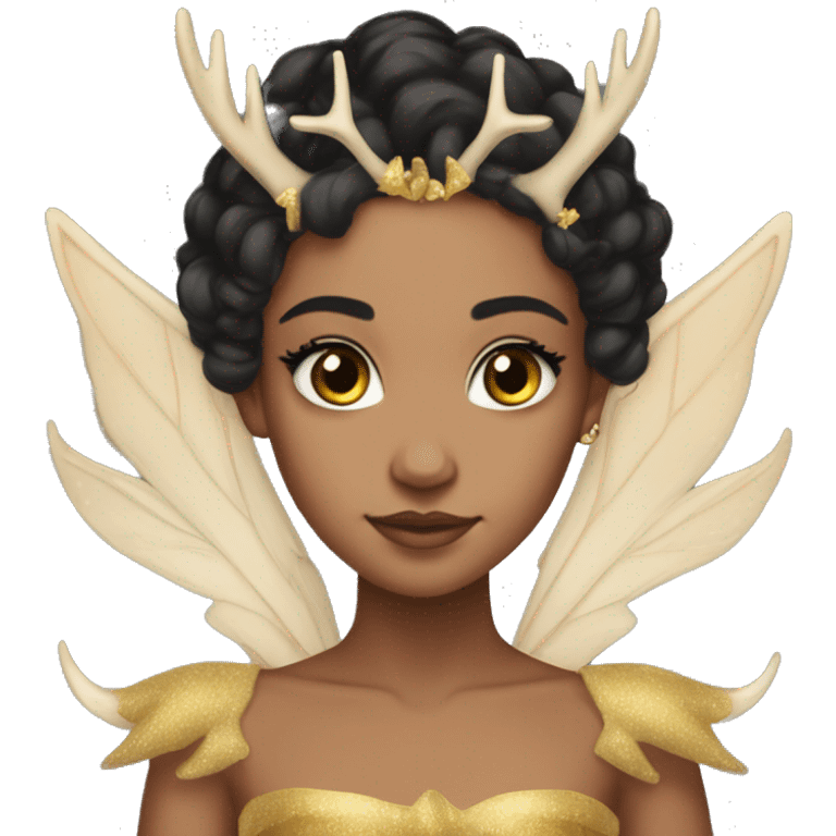 Lightskin black Fairy Wings princess deer-antlers emoji