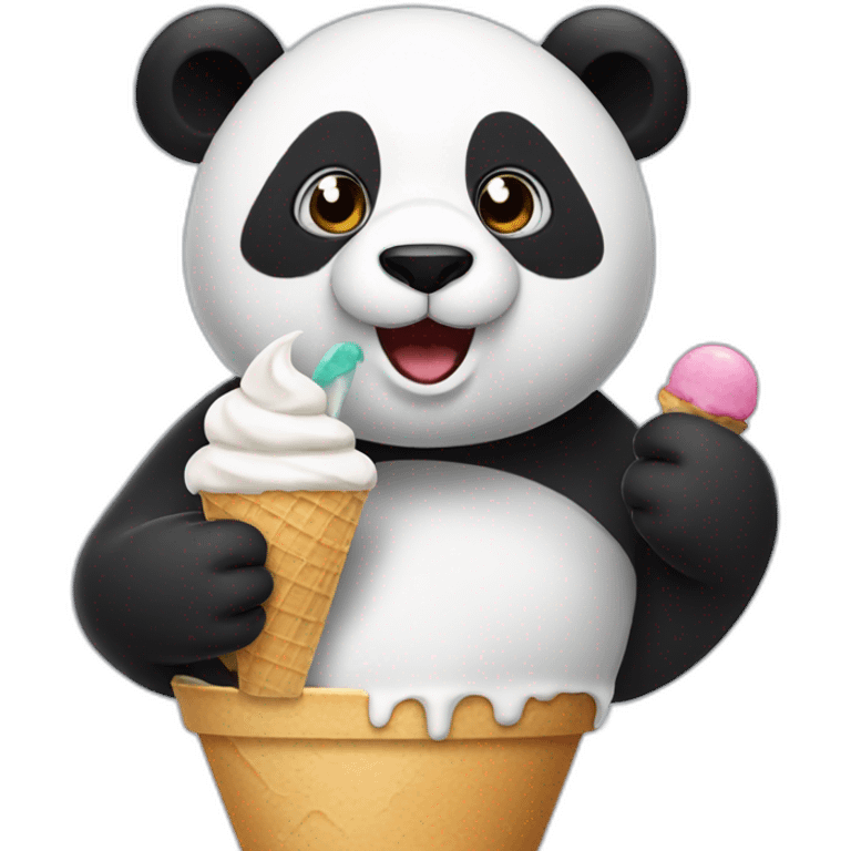 Panda eating ice cream emoji