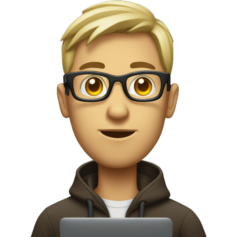 guy with glasess coding on macbook emoji