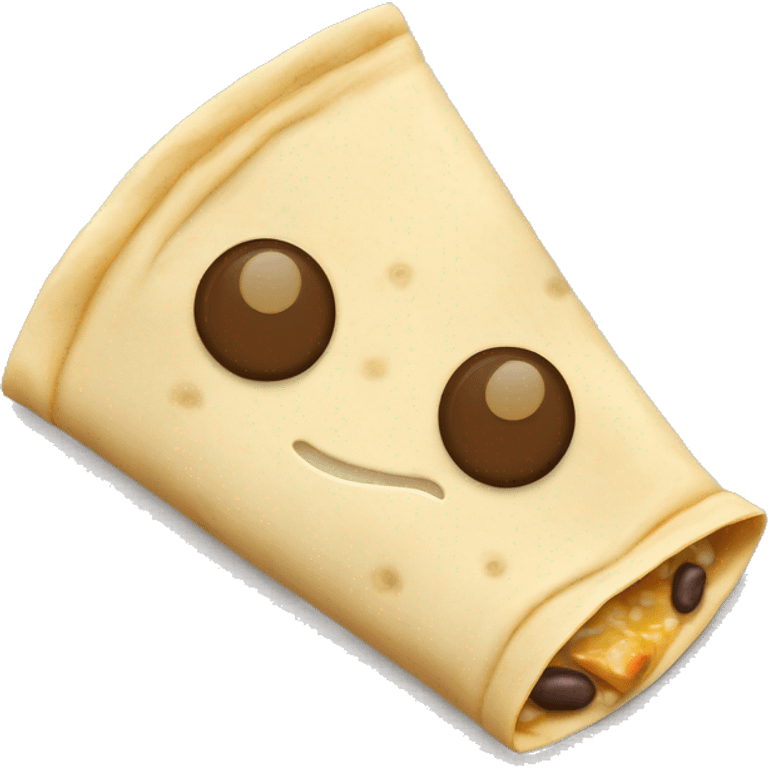 A folded flour tortilla with beans and cream inside emoji