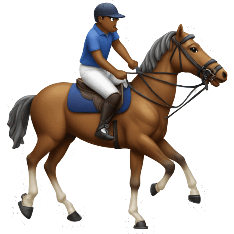 Polo player with polo mallet on top of a horse emoji