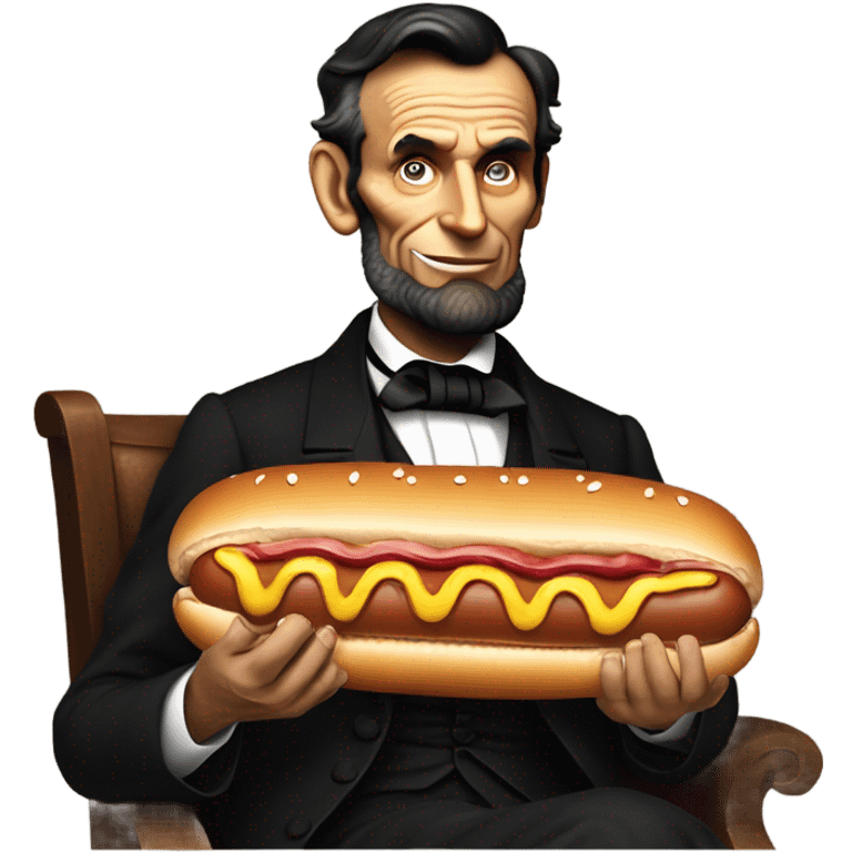 Abraham Lincoln eating a 10ft hot dog emoji