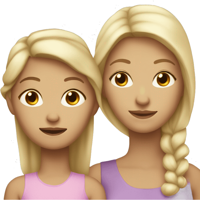 Blonde white mother with slightly dark skin her adult daughter brown hair emoji