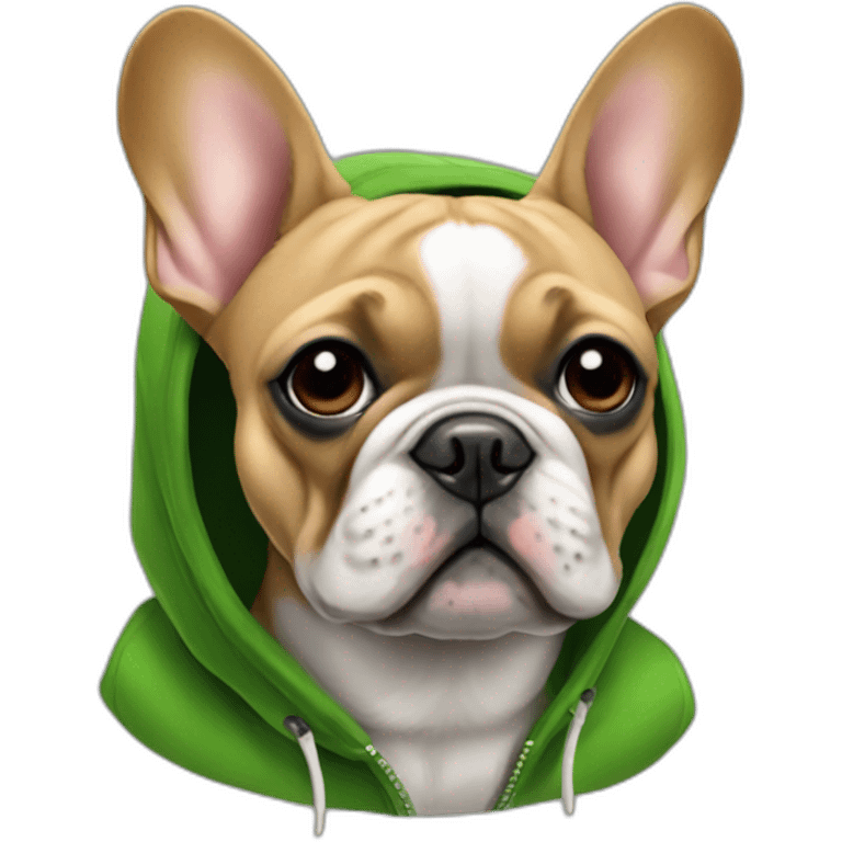 French bulldog red fawn with Green hoodie  emoji