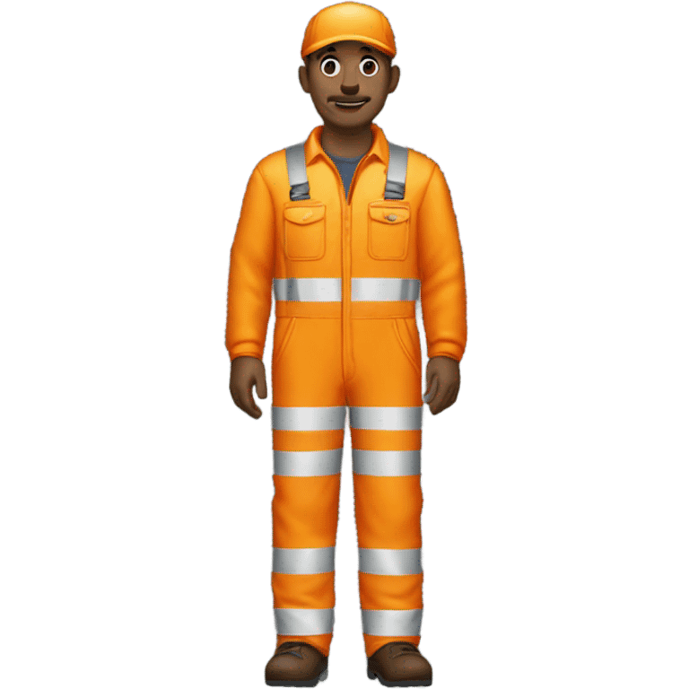 man standing wearing orange hi visibility overalls  emoji