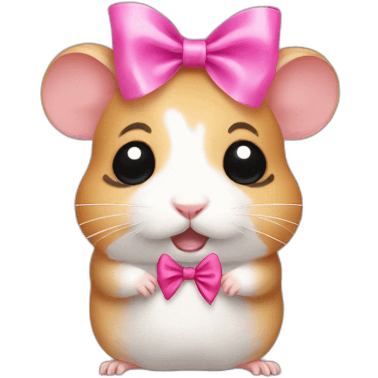 hamster with a pink bow, crying emoji