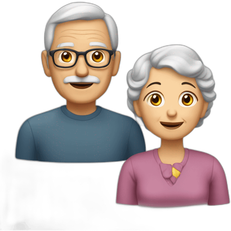 abuelo canoso y abuela castaña emoji