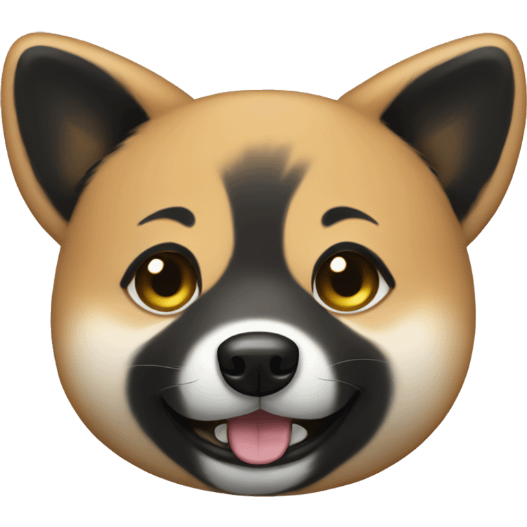 Black Shiba Inu face with tears of joy emoji