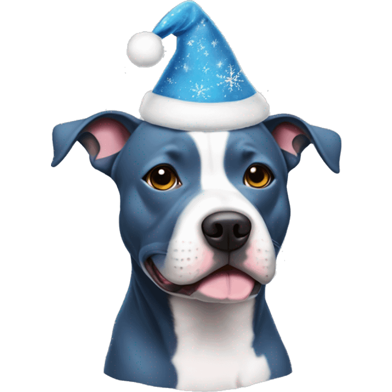 Blue staffy in Xmas hat emoji