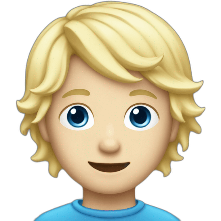 a boy with blond hair and blue eyes wearing a whale costume emoji