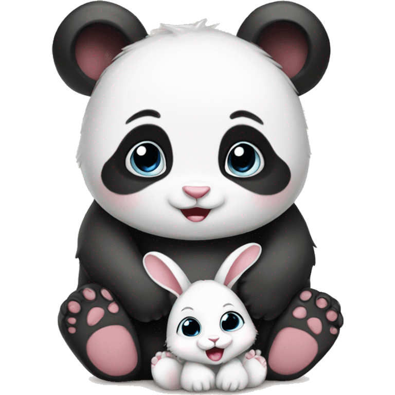 baby panda and baby bunny emoji